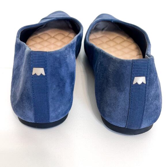 Birdies Suede Womens Ballet Flats Shoes Size 6 Blue Pointed Toe Slip On Leather - Picture 7 of 10